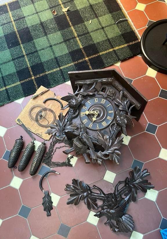 Antieke Koekoeksklok 1850- Prachtig project liefhebber, Antiek en Kunst, Antiek | Klokken, Ophalen of Verzenden