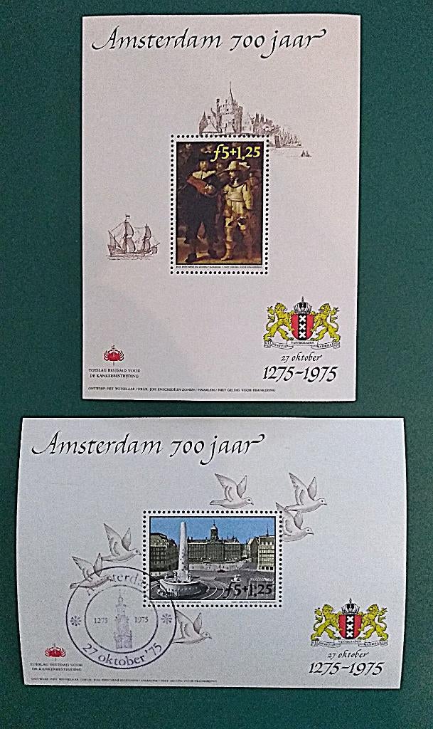 Nederland : 2x sluitzegel vel Amsterdam 700 jaar postfris, Postzegels en Munten, Verzenden, Overige thema's