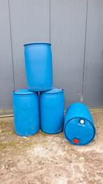 Blauwe 200 liter vaten met 2 Schroefdeksel regenton, Tuin en Terras, Regentonnen, 150 liter of meer, Ophalen of Verzenden, Zo goed als nieuw