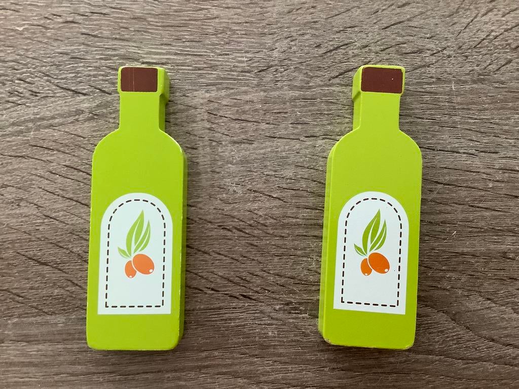 Houten Olijfolie flesjes 12 cm, Ophalen of Verzenden, Zo goed als nieuw
