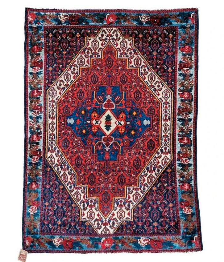 Handgeknoopt Perzisch wol Senneh tapijt medallion 110x155cm, Huis en Inrichting, Stoffering | Tapijten en Kleden, Zo goed als nieuw