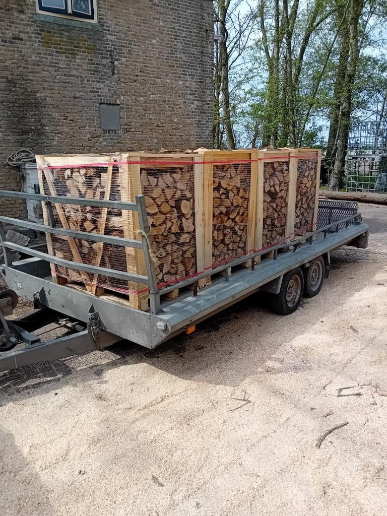 Oven gedroogd haardhout eik, es en berk, Tuin en Terras, Haardhout, 6 m³ of meer, Ophalen of Verzenden, Blokken