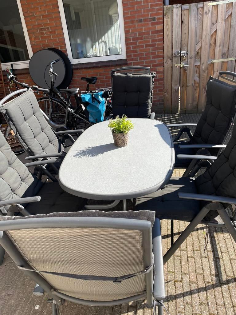 Tuintafel set, Ophalen, Gebruikt, 6 zitplaatsen, Aluminium