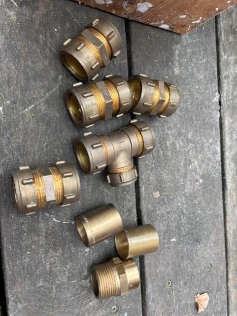 Messing knelfittingen en soldeerfittingen, Ophalen, Overige materialen, 20 tot 40 mm, Zo goed als nieuw