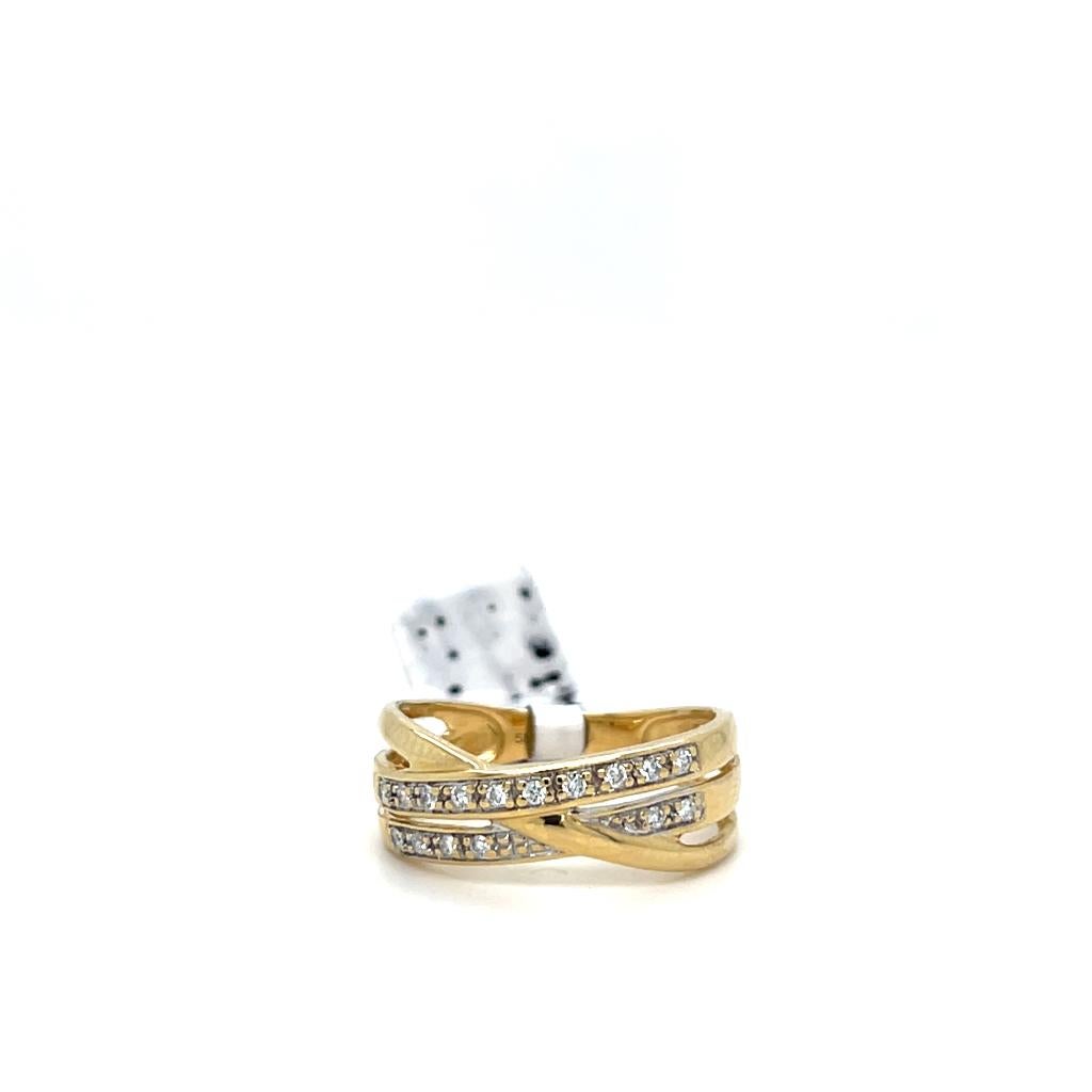 Gouden dubbele band ring met diamant, Sieraden, Tassen en Uiterlijk, Ringen, Ophalen, Zo goed als nieuw, 17 tot 18, Dame