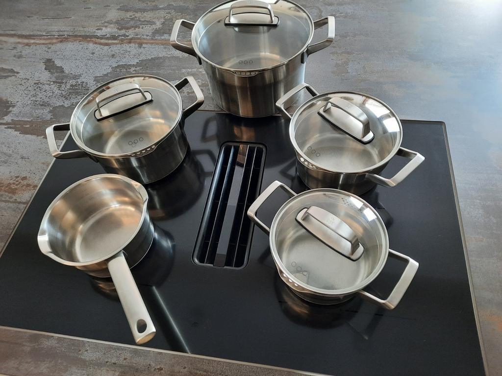 BK pannenset 5-delig, Ophalen of Verzenden, Zo goed als nieuw, Rvs, Pannenset