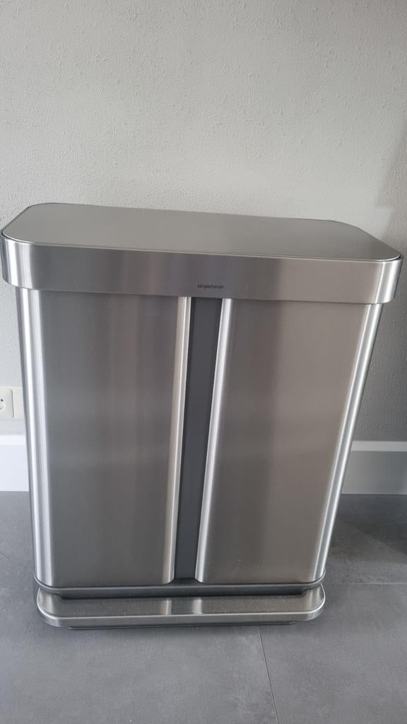 Simplehuman Rectangular - 58L (24+34), Ophalen, Met pedaal, 40 liter of meer, Zo goed als nieuw
