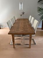 Massief eikenhouten eettafel 221x80x74H - Maatwerk, Huis en Inrichting, Ophalen, Gebruikt, Eikenhout, 200 cm of meer
