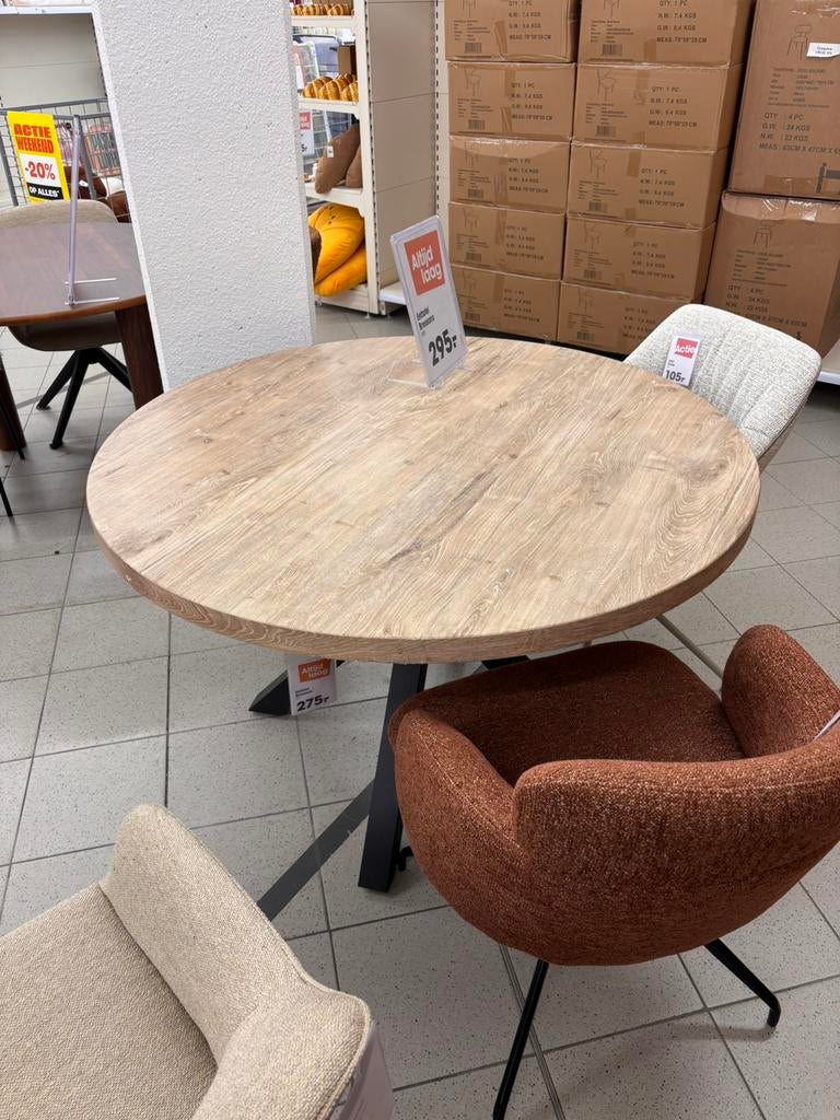 Ronde eettafel 120cm, Huis en Inrichting, Tafels | Eettafels, Gebruikt, Rond, Vijf personen of meer, Ophalen