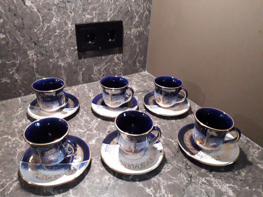 Rhodes handgeschilderde kop & schotels, oud Grieks, Huis en Inrichting, Keuken | Servies, Ophalen, Nieuw, Overige stijlen, Kop(pen) en/of Schotel(s)