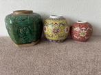 Chinese groene en 2 Wan Shu gemberpotten, Antiek en Kunst, Ophalen