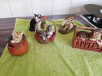 Set van 5 Francien van Westering kattenbeeldjes, Ophalen of Verzenden, Zo goed als nieuw, Hond of Kat, Beeldje of Figuurtje