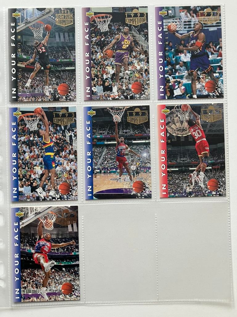 7x Upper Deck Slam Dunk Contest 1993 cards, Verzenden