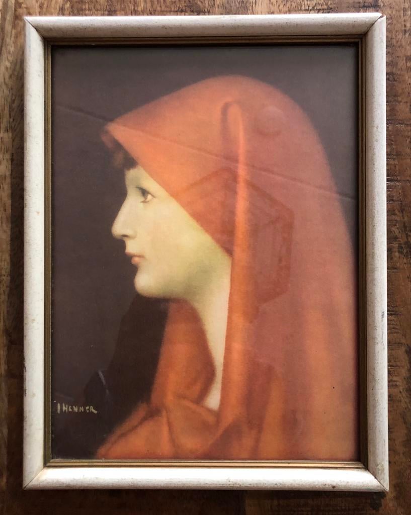 Antieke ingelijste prent van J.J. Henner, Ophalen of Verzenden, Zo goed als nieuw, Voor 1940, Prent