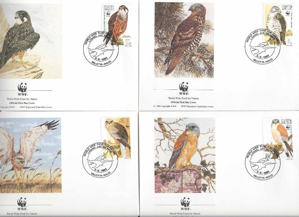 Roofvogels malta wwf wnf 4fdc bedreigde diersoorten, Ophalen of Verzenden, Onbeschreven, Rest van de wereld