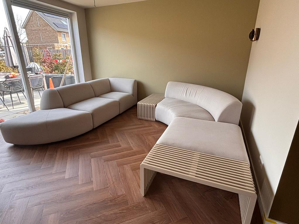 HK living Jax elementenbank - lichtgrijs met 2 slatted bench, Ophalen, Zo goed als nieuw, Stof