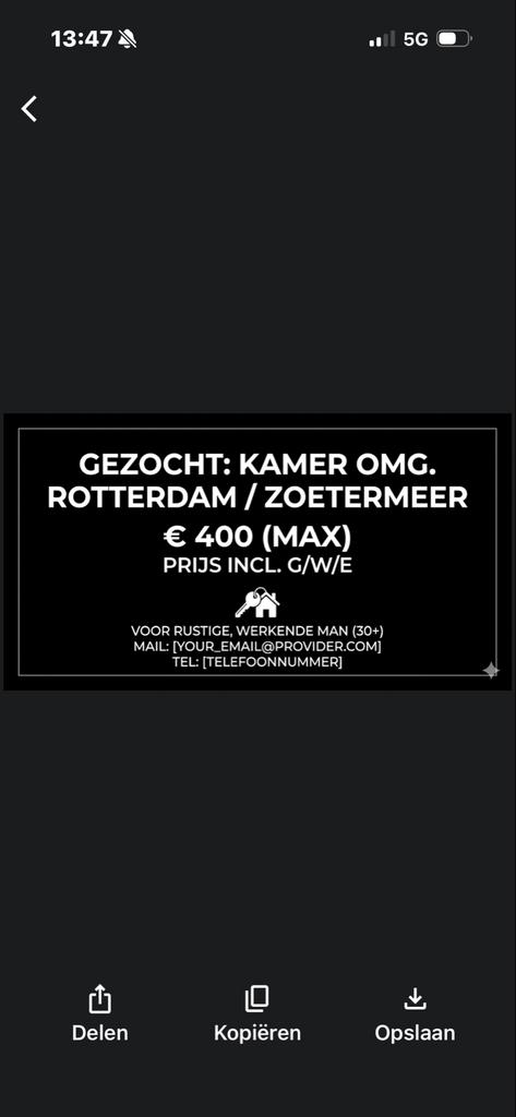 Gezocht: Rustige kamer in Rotterdam / zoetermeer 400€, Huizen en Kamers