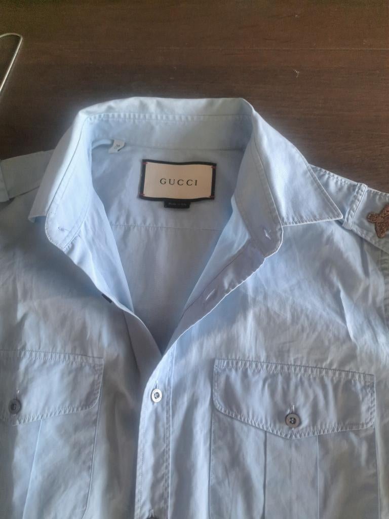 Gucci Overhemd Lichtblauw, Ophalen of Verzenden, Zo goed als nieuw, Blauw, Halswijdte 38 (S) of kleiner