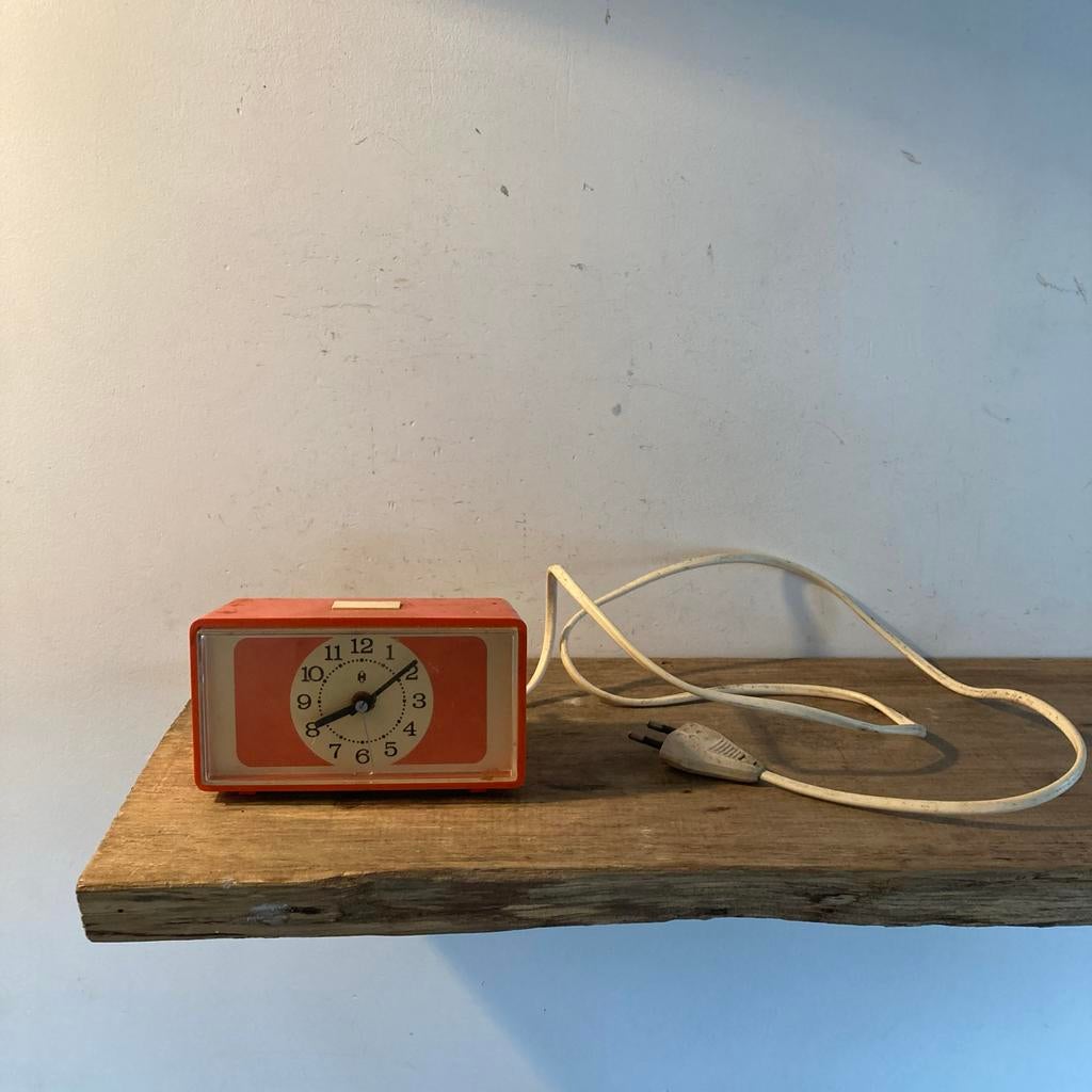 Vintage oranje HEMA wekker uit de jaren 70, Ophalen of Verzenden