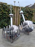 FIFTIES SIXTIES CHROMEN DESIGN HANGLAMPEN MET 4 LICHTPUNTEN, Ophalen, 50 tot 75 cm, Glas, FIFTIES SIXTIES RETRO