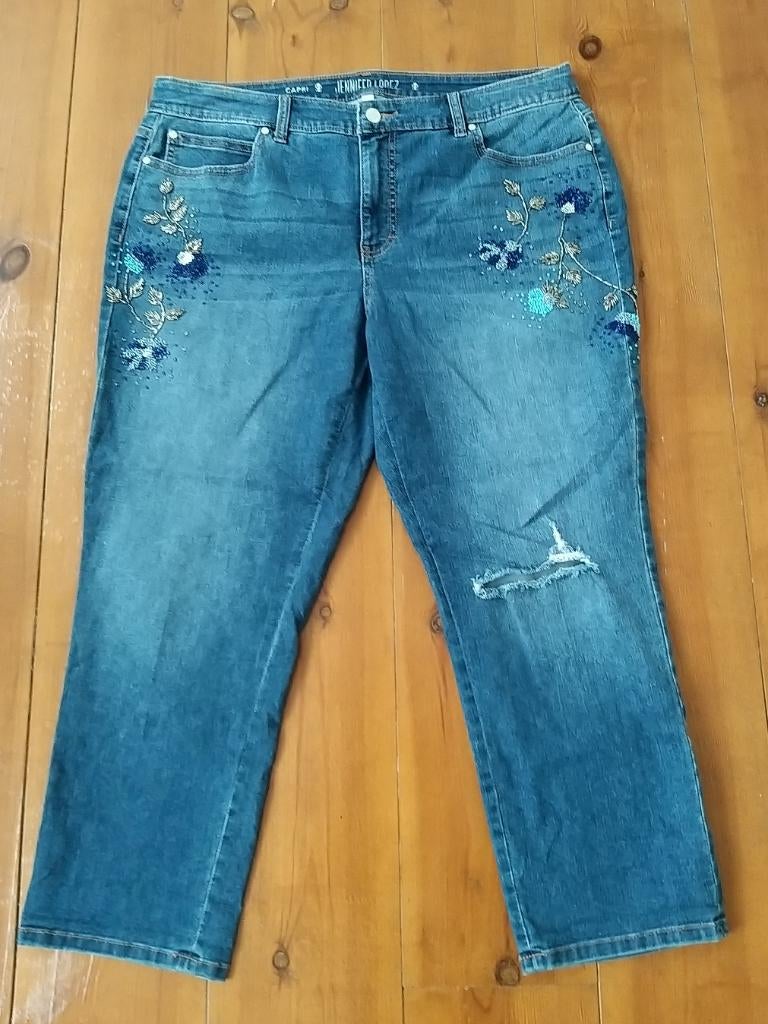 Jennifer Lopez JLo capri jeans spijkerbroek 16 (= 44), Kleding | Dames, Jennifer Lopez, Blauw, Ophalen of Verzenden, W33 - W36 (confectie 42/44)