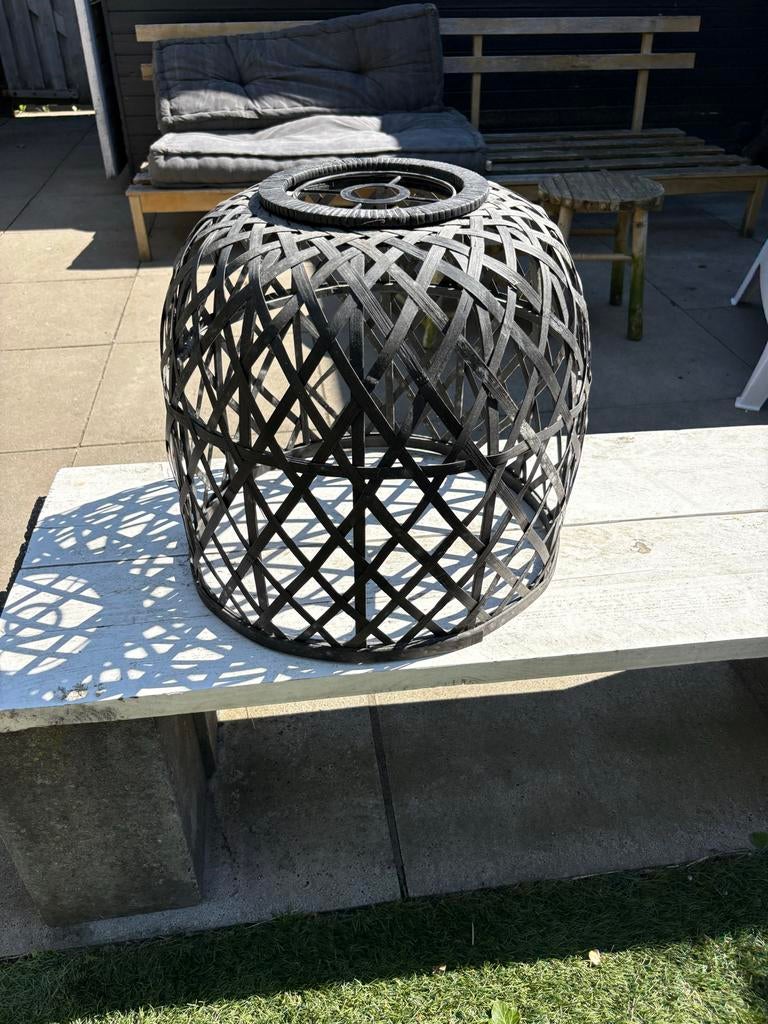 Zwarte bamboe lantaarn/lampenkap, 40 cm diameter, Ophalen of Verzenden, Gebruikt