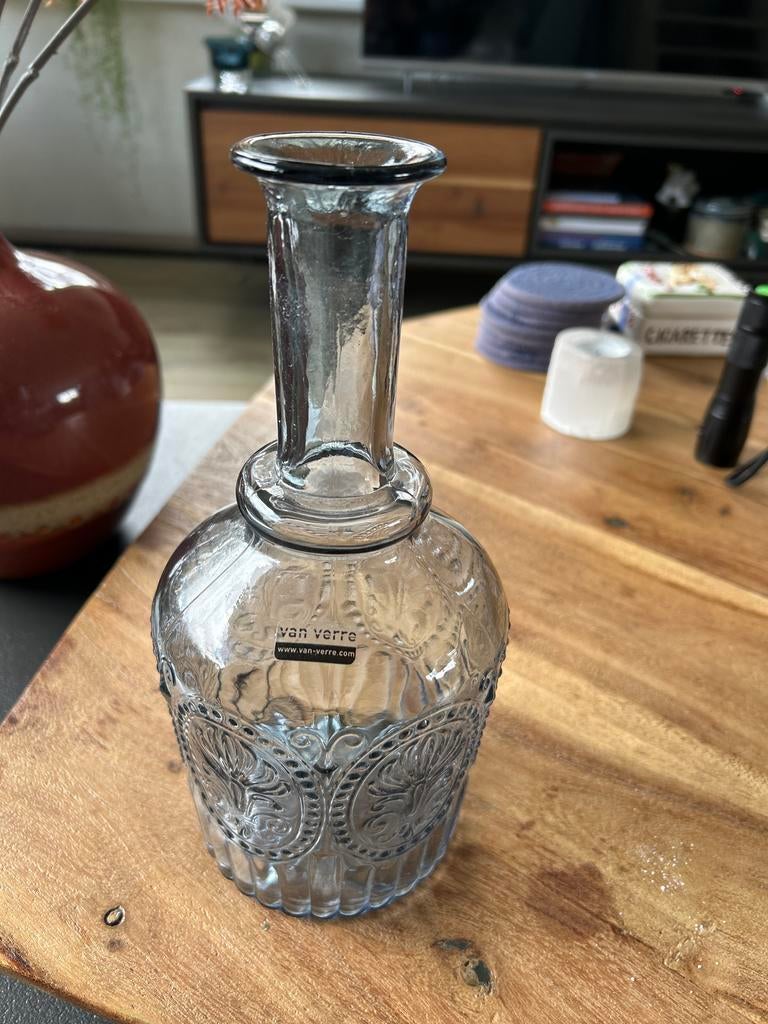Glazen karaf van Van Verre, Blauw, Ophalen of Verzenden, Minder dan 50 cm, Glas