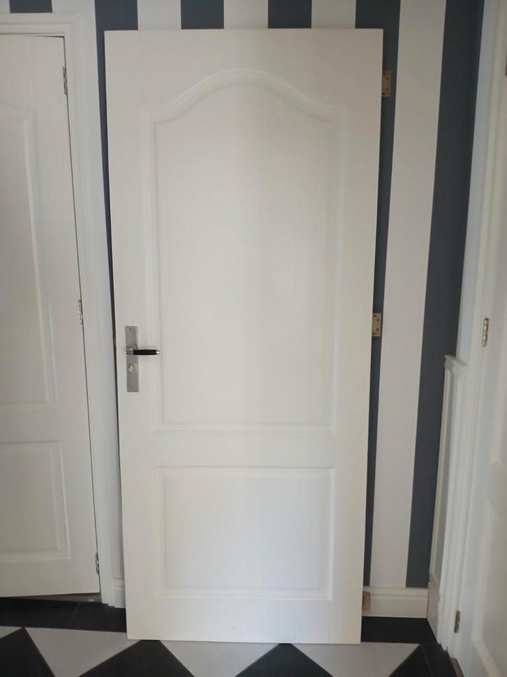 4 Massief Grenen Binnendeuren RAL9010 - Overcompleet, Doe-het-zelf en Verbouw, Deuren en Horren, Gebruikt, Binnendeur, 200 tot 215 cm