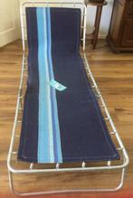 Stretcher, Logeerbed, slaapbed, campingbed, zonnebed., Blauw, Camping, Metaal, Verstelbaar