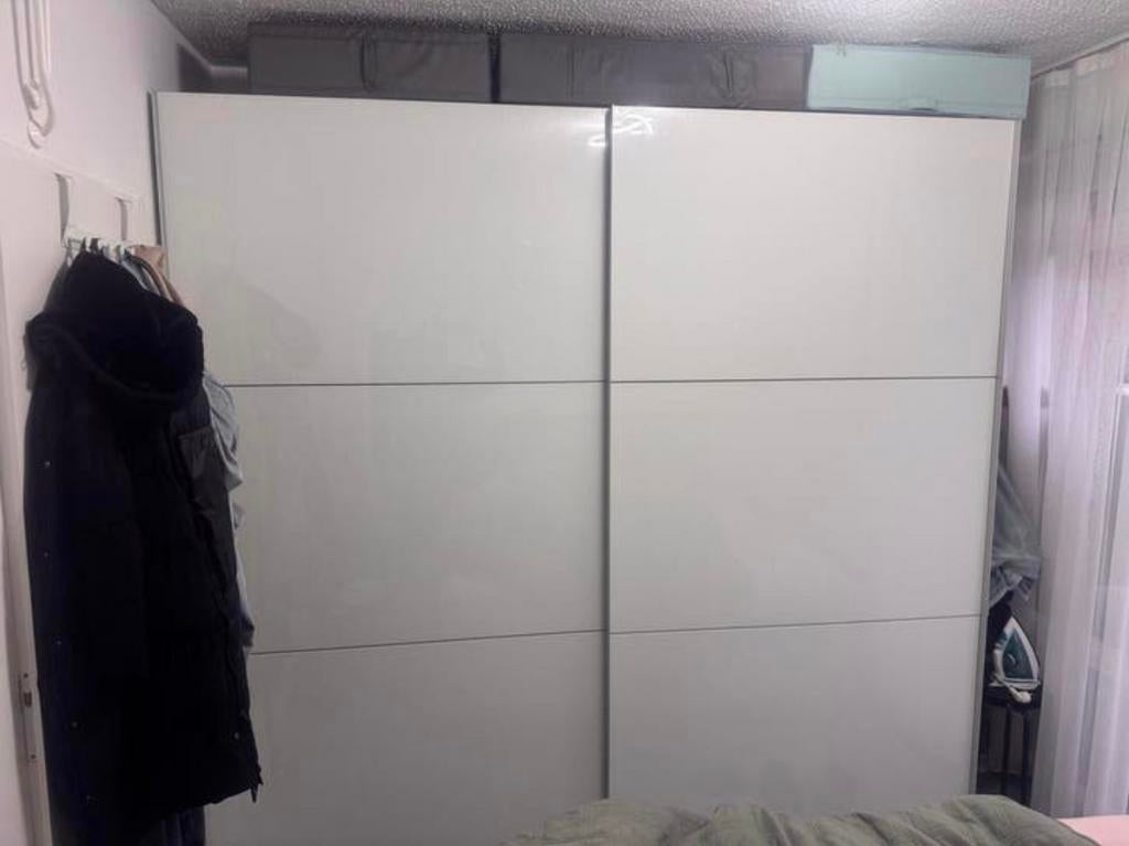 Witte kledingkast met schuifdeuren, Huis en Inrichting, Met deur(en), Gebruikt, 200 cm of meer, Ophalen of Verzenden