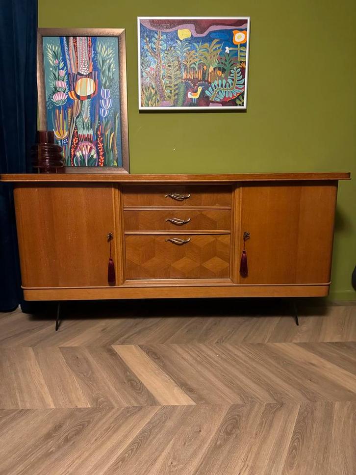Vintage dressoir met lades en deuren, Huis en Inrichting, Kasten | Dressoirs, Gebruikt, 150 tot 200 cm, 25 tot 50 cm, Met lade(s)
