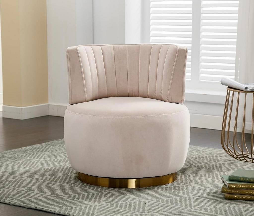 Crèmekleurige draaibare stoel 360gr, Ophalen, Overige kleuren, Luxe, Nieuw