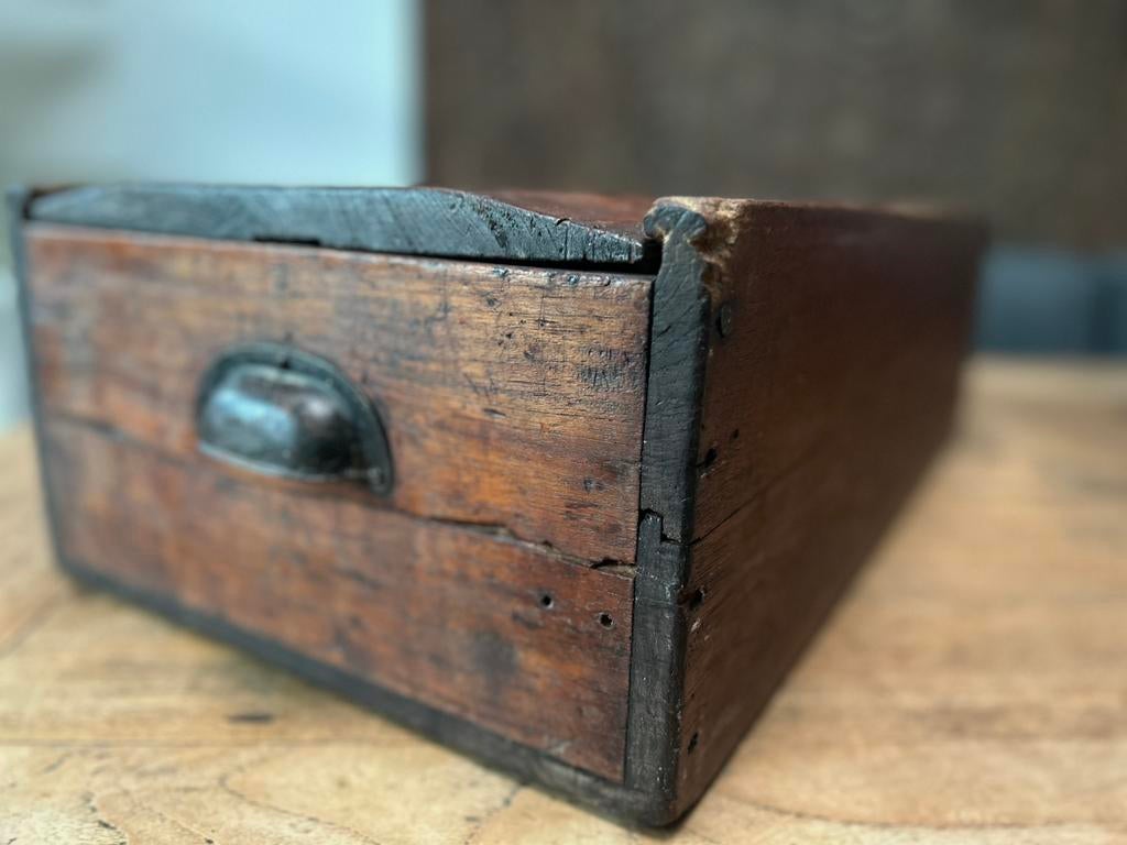 Grote kistlade kist met schuifdeksel sober sleets brocante, Ophalen of Verzenden