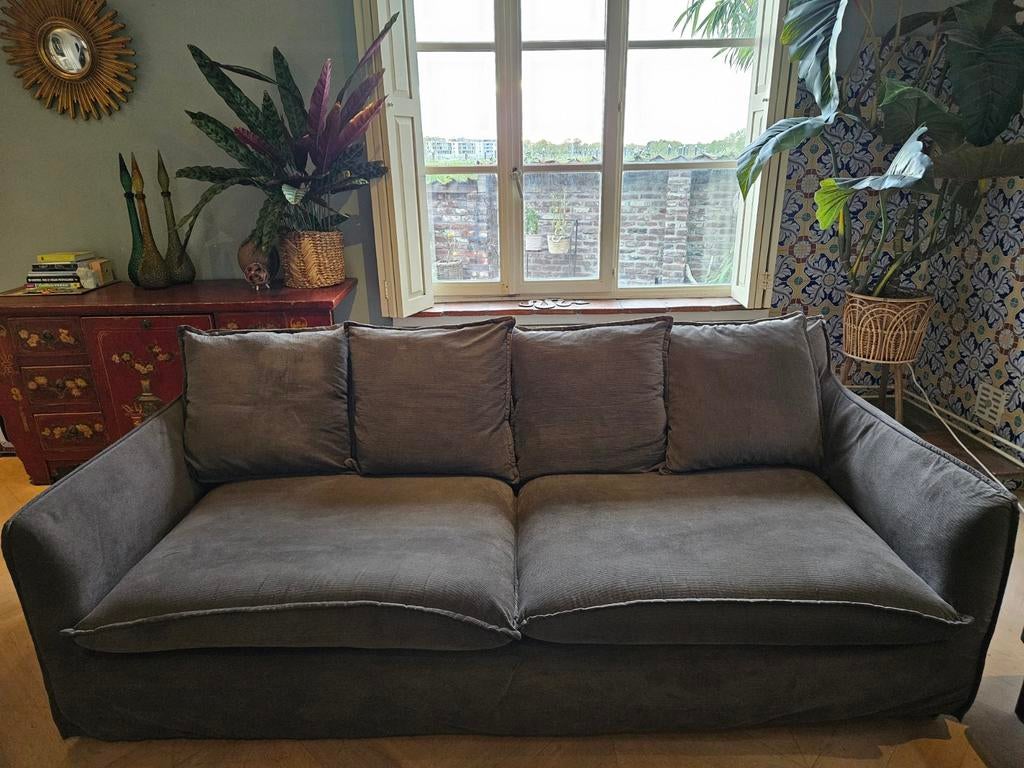 Riverdale bank ribstof grijs met afneembare hoezen, Huis en Inrichting, Banken | Bankstellen, Ophalen, Driepersoons, 75 tot 100 cm