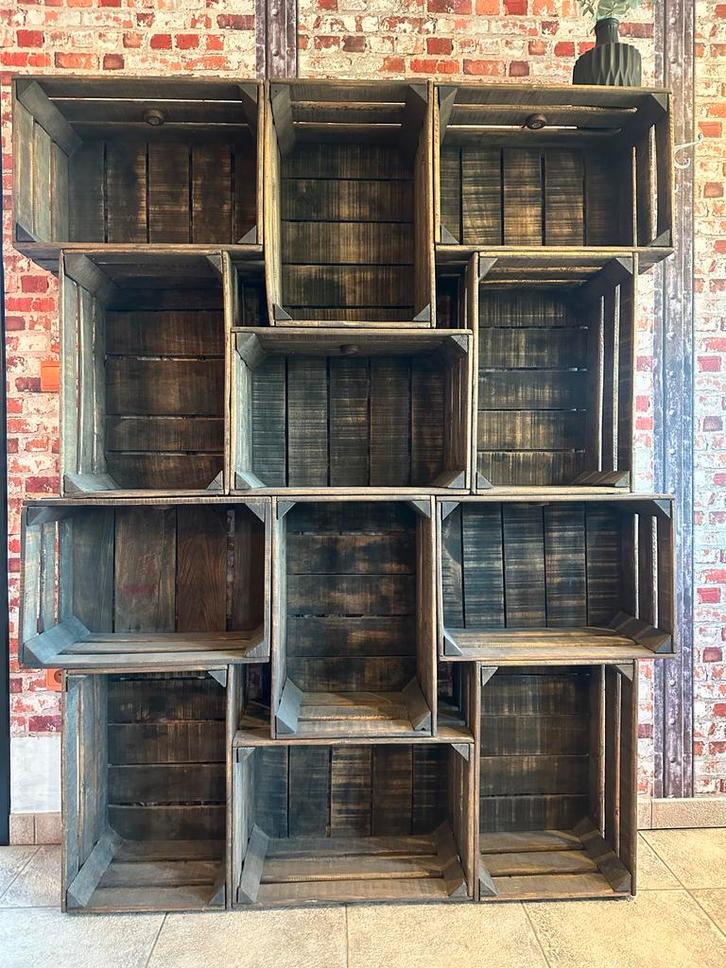 Unieke kast van echte fruitkisten - Robuust en stijlvol, Huis en Inrichting, Kasten | Overige, Zo goed als nieuw, Ophalen