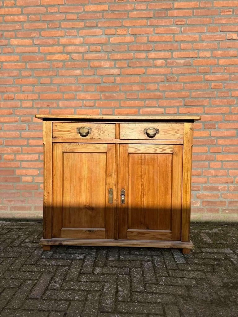 Oud grenen TV kastje - 99x52,5x85 cm, Ophalen, Gebruikt, 50 tot 100 cm, Landelijk