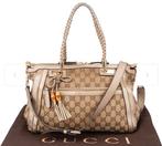 Gucci Bamboo Monogram Crossbody, Ophalen of Verzenden, Zo goed als nieuw, Bruin, Schoudertasje