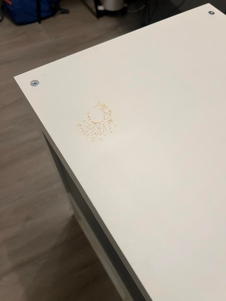 Gratis af te halen: Witte blokkenkast met grijze lade, Huis en Inrichting, Ophalen, Gebruikt