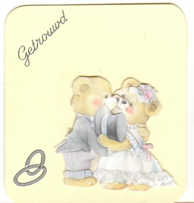 3D Label 1 Trouwen Bruidspaar als beren, Ophalen of Verzenden, Nieuw, Overige thema's