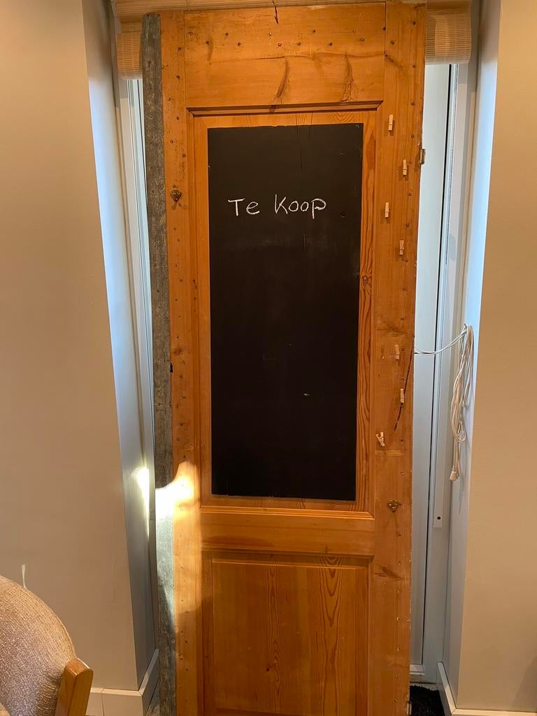 Brocante grenen deur met schoolbord, Ophalen, Gebruikt
