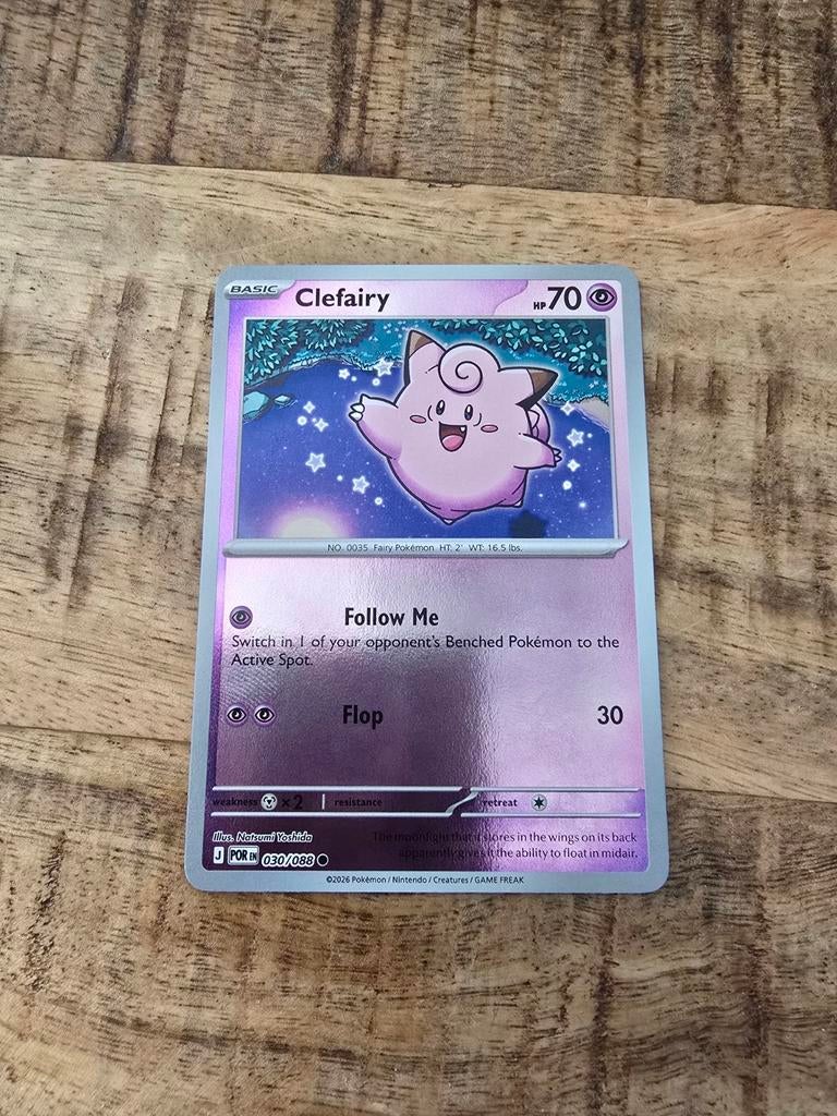 Pokemon (POR) Clefairy Reverse Holo, Hobby en Vrije tijd, Verzamelkaartspellen | Pokémon, Ophalen of Verzenden, Zo goed als nieuw
