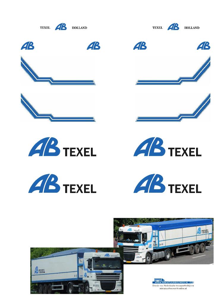 Vrachtauto decal 1:50 AB Texel ( type 1 ), Verzenden, Nieuw, Bus of Vrachtwagen, Overige merken