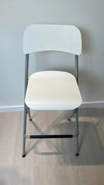 Hoge barkruk inklapbaar rugleuning voetensteun hout metaal, Huis en Inrichting, Barkrukken, Ophalen, Gebruikt, Met voetsteun, 60 tot 90 cm