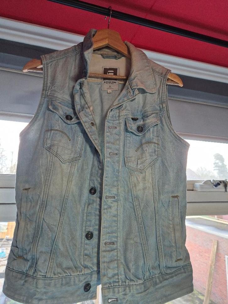 G-Star Raw mouwloos denimjack voor heren – Lichte wassing, Kleding | Heren, Bodywarmers, Zo goed als nieuw, Maat 46 (S) of kleiner