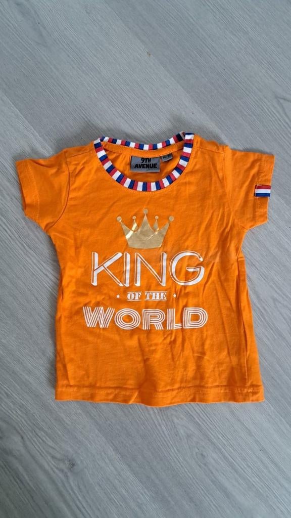 Koningsdag shirt 'King of the World' maat 86/92, Kinderen en Baby's, Babykleding | Maat 86, Ophalen of Verzenden, Zo goed als nieuw