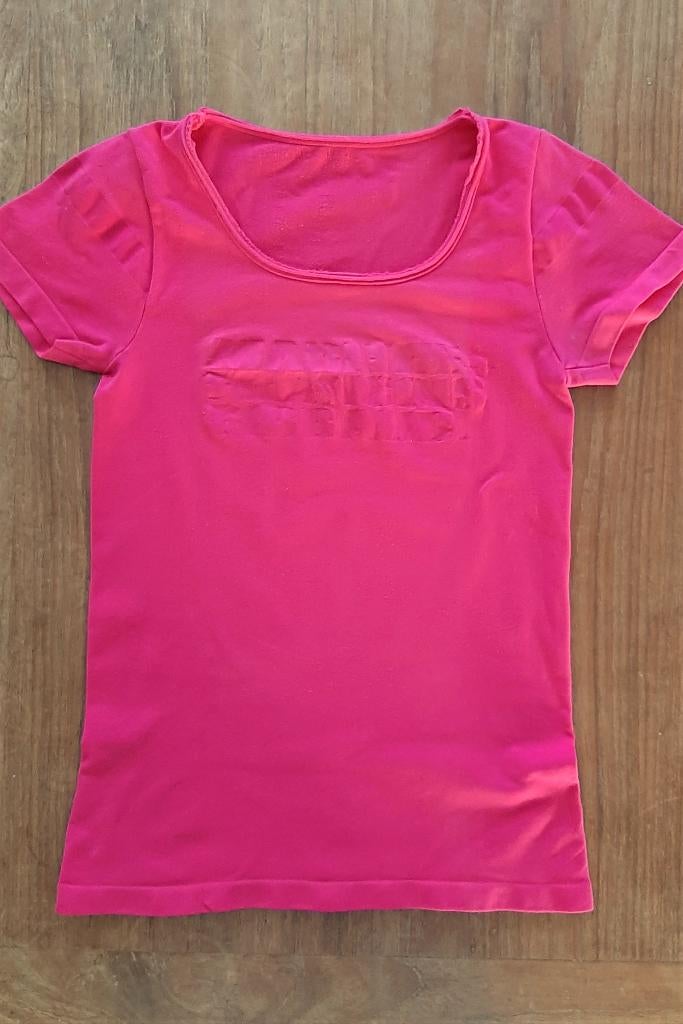 MARITHÉ + FRANCOIS GIRBAUD, donkerroze T-shirt, mt 140-146, Gebruikt, Meisje, Girbaud, Ophalen of Verzenden