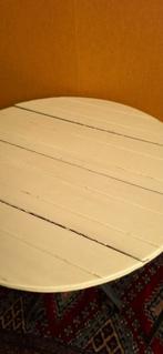 Vintage tafeltje, terras tafeltje, smeedijzer, rond blad, Tuin en Terras, Gebruikt, Vintage, Rond, Ophalen of Verzenden