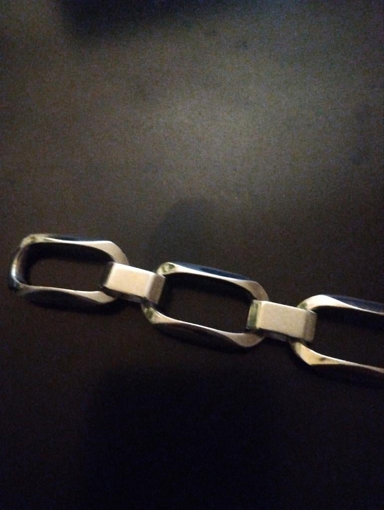 Zilveren armband met grove, massieve open schakel, Ophalen of Verzenden