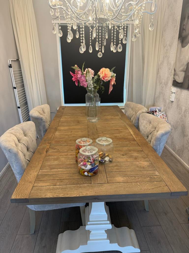 Landelijke set eettafel,salontafel,dressior, Huis en Inrichting, Tafels | Salontafels, Gebruikt, 100 tot 150 cm, Eikenhout, 200 cm of meer