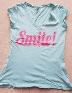 T-shirt smile blauw maat xs shirt tshirt dames kleding, Zo goed als nieuw, Korte mouw, Maat 34 (XS) of kleiner, Verzenden